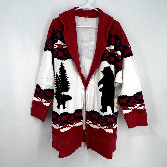 FREE PEOPLE MOVEMENT Size XS Southwestern Bear Print Novelty Towel Robe - Picture 2 of 5